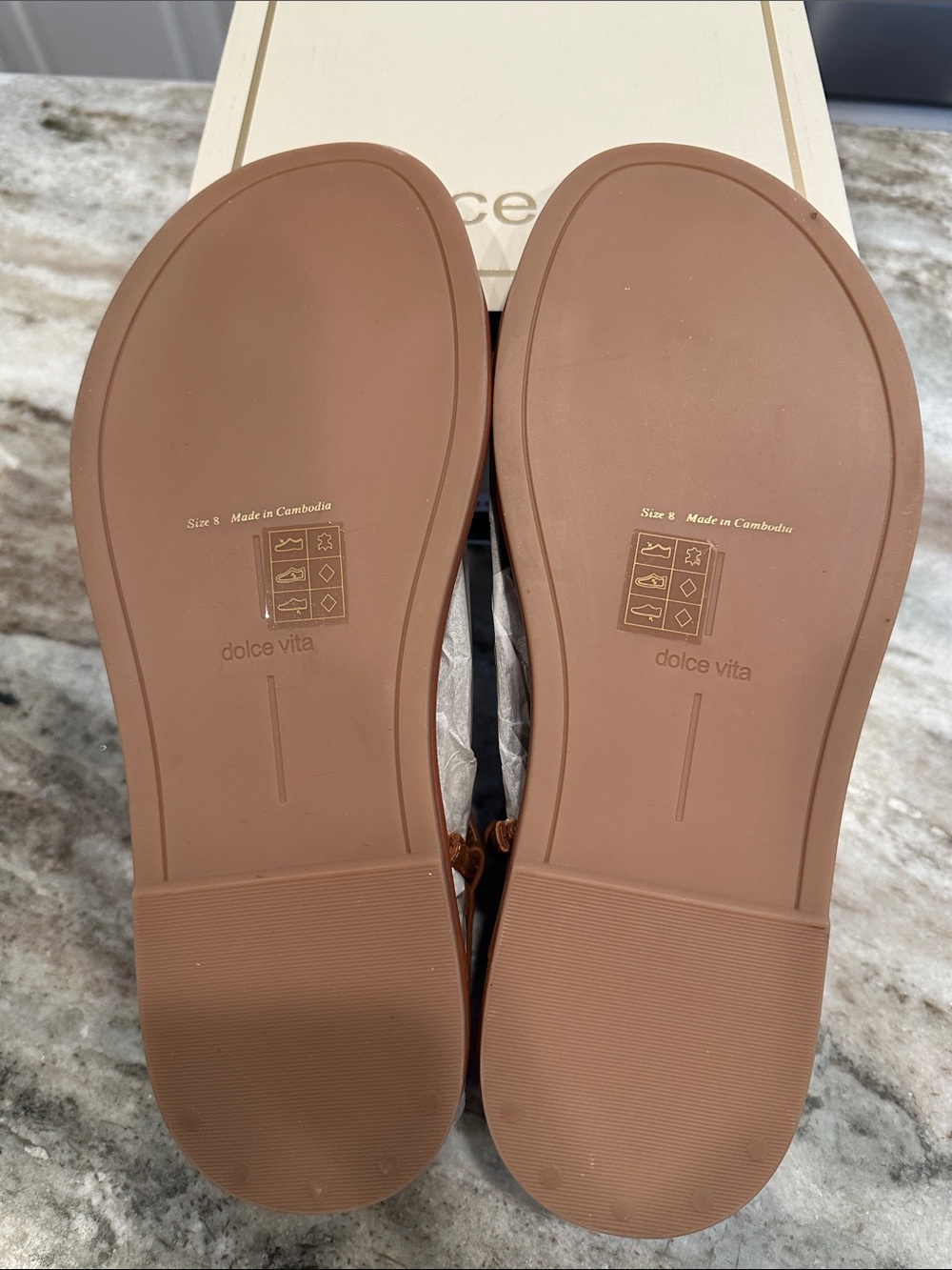 Dolce Vita DOM Leather Sandals Saddle Brown Size 8 NIB Cushioned Comfort - Picture 10 of 10